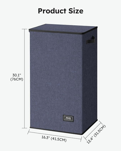SOLEDI Laundry Hamper with Lid 100L Large & Tall Collapsible Laundry Basket, Clothes Hamper with Bag Removable Easy to Carry, Dirty Hampers for Bedroom, Bathroom, Dorm, College, Navy Blue
