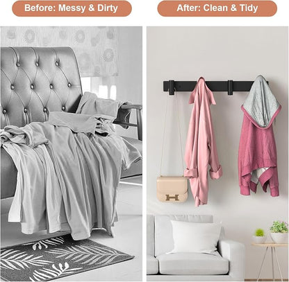 PMMASTO Coat Rack Wall Mounted, 4 "T Shaped Wall Hooks - Image 6