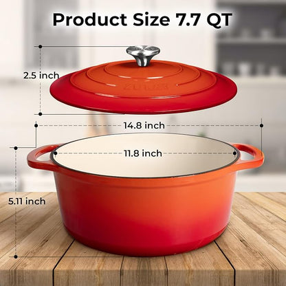 Zulay Kitchen 7.7 Quart Enameled Cast Iron Dutch Oven Pot - Image 2