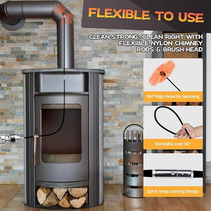 39 Feet Chimney Sweep Kit, Chimney Cleaning Kit - Image 4