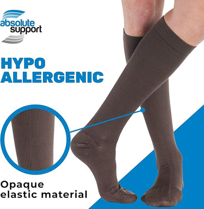ABSOLUTE SUPPORT Cotton Compression Socks for Women & Men 20-30 mmhg Knee High
