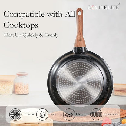 ESLITE LIFE Nonstick Ceramic Frying Pans Skillets Set - Image 4