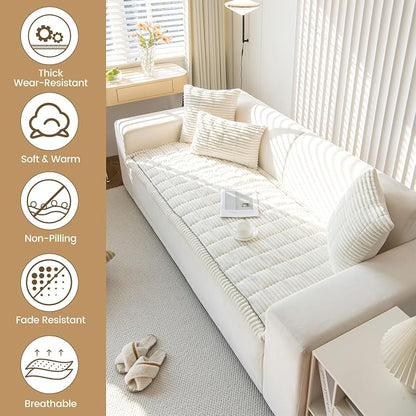 OTOB Couch Cover for Dogs Washable, Non Slip Plush Sofa Covers for 3 Cushion - Image 3