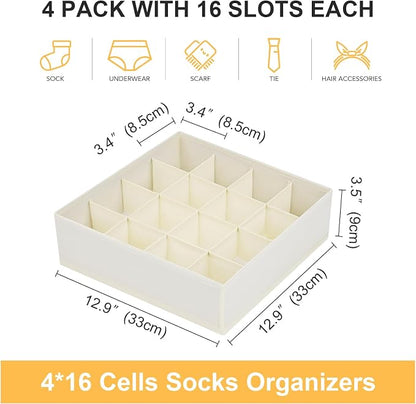 Joyoldelf Sock Drawer Organizer Divider Underwear Organizer 16-cell Fabric - Image 2