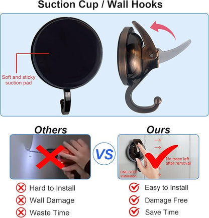 Heavy Duty Vacuum Suction Shower Hooks, Glass Suction Cup, - Image 6