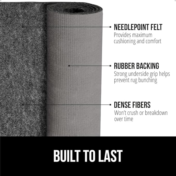 GORILLA GRIP Felt and Natural Rubber Stay in Place Slip Resistant Rug Pad, 1/8in Thick, 8x11 FT Protective Padding Under Area Rugs, Cushioned Gripper Pads, Carpet Runners, Hardwood Floors Protection
