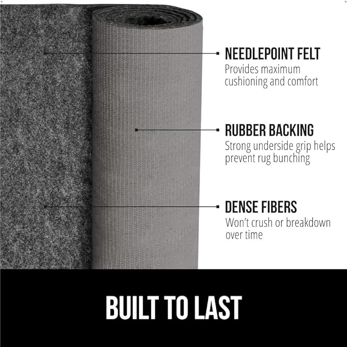 GORILLA GRIP Felt and Natural Rubber Stay in Place Slip Resistant Rug Pad, 1/8in Thick, 7x10 FT Protective Padding Under Area Rugs, Cushioned Gripper Pads, Carpet Runners, Hardwood Floors Protection