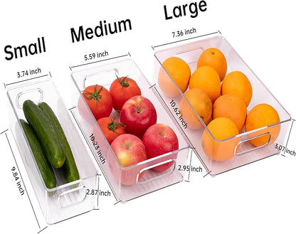 6 Pack Refrigerator Organizer Bins, 3 Sizes Clear Pantry Storage - Image 2