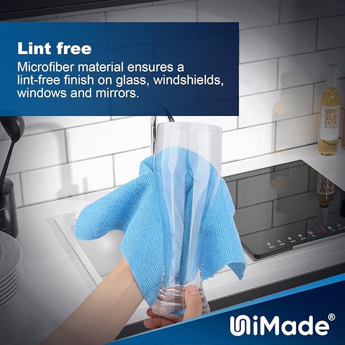 Shop Towels, 100 Sheets Microfiber Cleaning Cloth Commercial Grade Washcloths Lint-Free Bulk Shops Rags for Cars Mechanic Restaurant Garage Housekeeping, 11"x 9", Blue