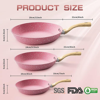 Frying Pan Nonstick Set, Non Stick Fry Pan Set PFOA-Free Omelet Pan, Toxin-Free - Image 2