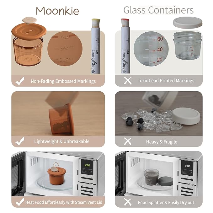 Moonkie Silicone Baby Food Containers | 8oz/4 oz Baby Food Storage Jars - Image 2