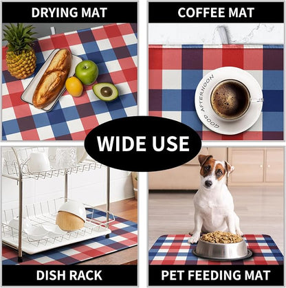 4th of July Dish Drying Mat Patriotic Buffalo Plaid Drying Mats - Image 7
