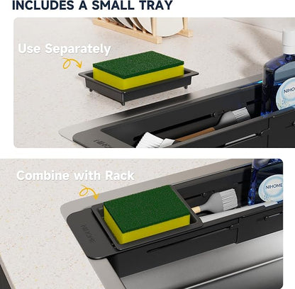 NiHome Extendable Over Sink Kitchen Organizer, Small Telescopic Brush Storage - Image 3