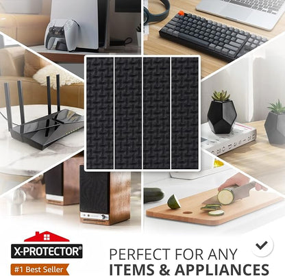 X-PROTECTOR 8 PCS Non-Slip Furniture Pads 1' x 4' Rubber Grips Self-Adhesive - Image 2