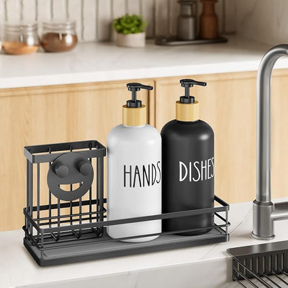 Moforoco Kitchen Dish Soap Dispenser Set, 16OZ Glass Bottle, Hand and Dish Soap - Image 7