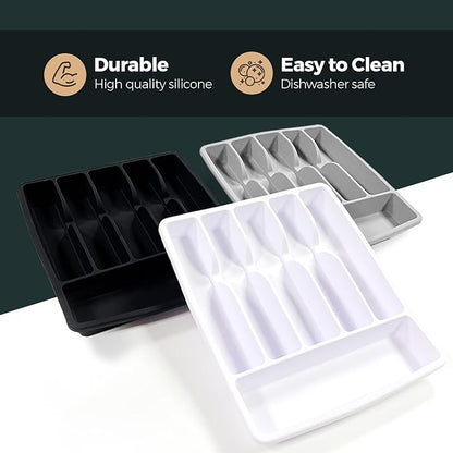 Silicone Silverware Drawer Organizer – Non-Slip Utensil Holder - Image 5
