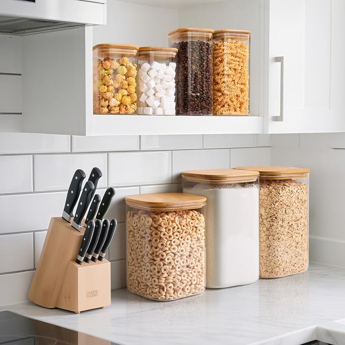 ComSaf Glass Pantry Storage Containers, 4.6Qt/1.6Qt Large Square Flour and - Image 6