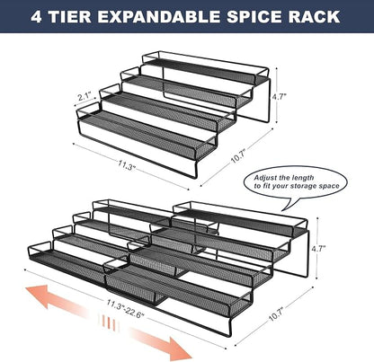 Spice Rack Organizer for Cabinet, 4 Tier Seasoning Organizer, Expandable Shelf - Image 7