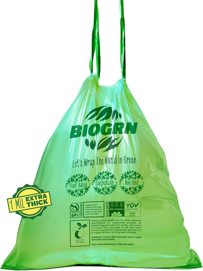 2.6-3 Gallon Compostable Trash Bags Drawstring 50 Bags Extra Thick 1 Mil 11.36 - Image 9