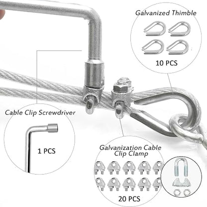 3/16" Wire Rope Kit, 100Ft PVC Coated Steel Cable Guide Wire Tensioner Strainer - Image 3