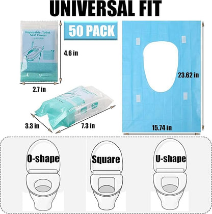 50 Pack Toilet Seat Covers Disposable 16x24 Inch XL Portable Toilet Liners - Image 2