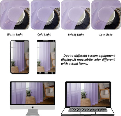 Chyhomenyc Lilac Sheer Curtains 84 Inch Length 2 Panels, Light Filtering Soft - Image 4