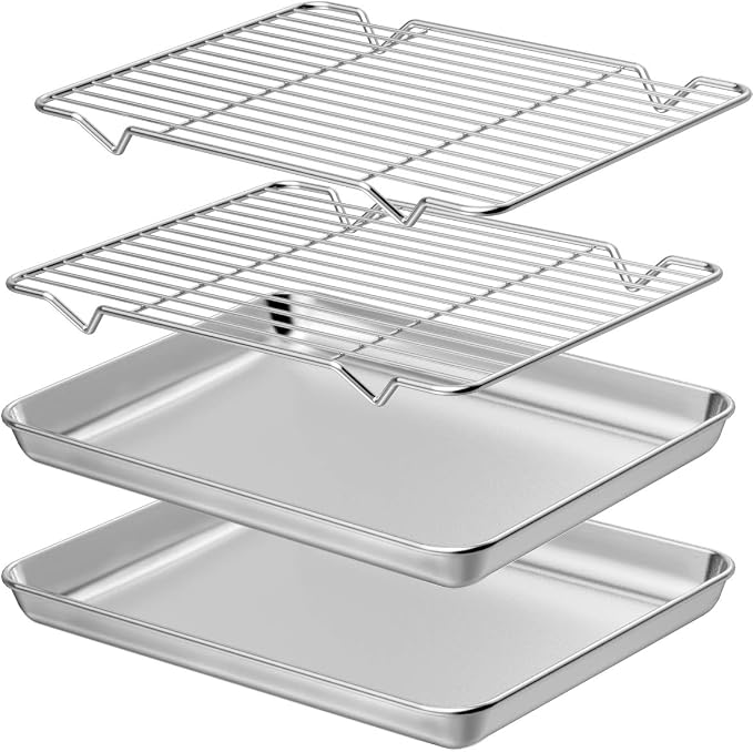 Wildone Baking Sheet with Rack Set, Stainless Steel Cookie Pan baking Tray with by Wildone