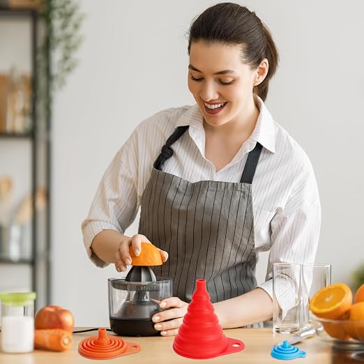 Kitchen Funnel Set of 6, Food Grade Foldable Small and Large Funnel Colorful - Image 2