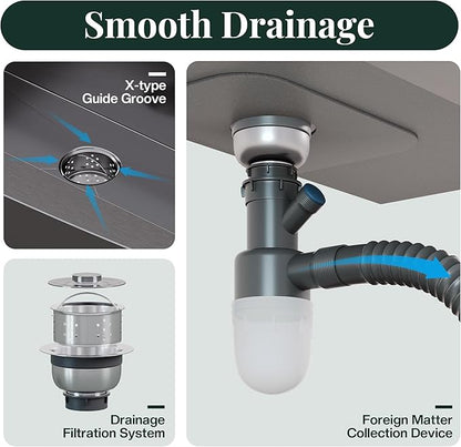 32.5-Inch Undermount Kitchen Sink Workstation, 16 Gauge Stainless Steel Single Bowl Kitchen Sink with Cutting Board, Drying Rack, Roll-Up Rack and Drain Assembly