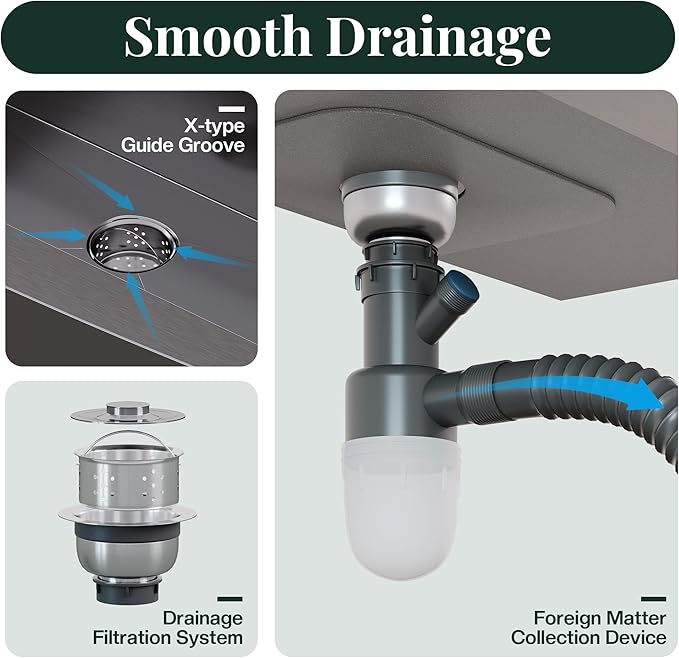 36-Inch Undermount Kitchen Sink Workstation, 16 Gauge Stainless Steel Double Bowl Kitchen Sink with Cutting Board, Drying Rack, Roll-Up Rack and Drain Assembly