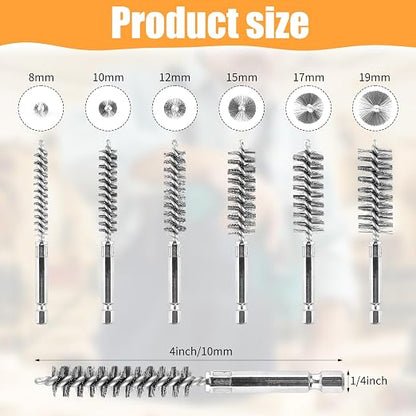 12 Pieces Wire Brush Drill Bore Cleaning Brush Set, - Image 2