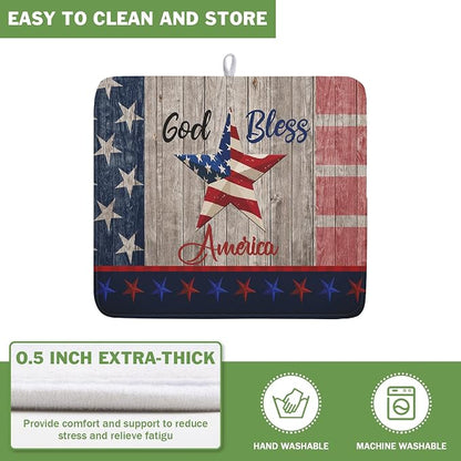 Kawani 4th of July Dish Drying Mat 16x18 Inch Patriotic God Bless America - Image 5