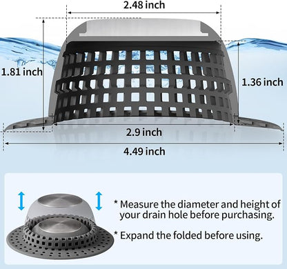 Shower Drain Hair Catcher, Bathtub Drain Cover Foldable Silicone Shower & Tub - Image 6