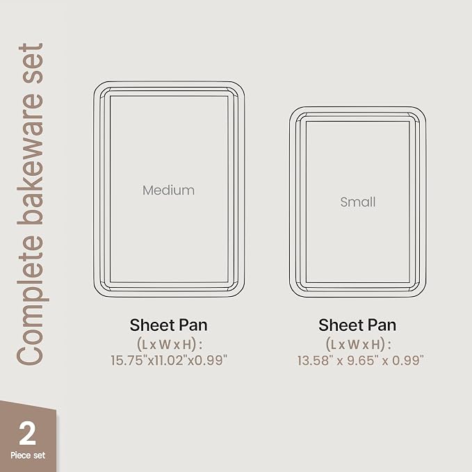 Diamond Bottom Cookie Sheet Set of 2, Nonstick Gold Carbon Steel Baking Pans - Image 2