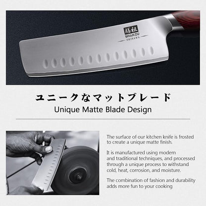 SHAN ZU 7 Inch Nakiri Knife, Japanese 10Cr15MoV High Carbon Stainless Steel - Image 6
