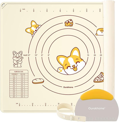 Ourokhome Silicone Baking Mat Sheet and Pastry Dough Cutter, 0.5 Inch Thick by Ourokhome