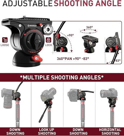 IFOOTAGE Cobra 3 Monopod with Pedal C180F-P with Fulid Head K5S,Carbon Fiber Monopod for Camera,DSLR,Minipod Base-P Pedal Lock Design Tripod,Payload up to 17.6lbs/8KG,Max. Height 71"/180cm