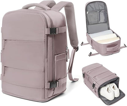 coowoz Travel Backpack Carry On for Women Man Gym Backpacks with Laptop Compartment Mochila de Viaje Teacher Personal Item Backpack Rucksack Airplane Accessories Must Haves Lotus Pink Small