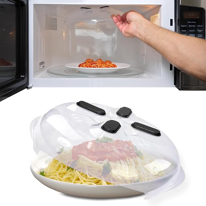 HOVER COVER 2 Pack Magnetic Splatter Cover, 12-Inch Clear BPA-Free Food Lid - Image 2