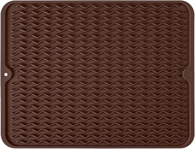 Silicone Dish Drying Mat, Non-Slip Easy Clean Sink Mat Large Heat-resistant by MODENGKONGJIAN