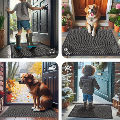 Smiry Front Door Mat Outside Entrance, Heavy Duty Outdoor Indoor Natural Rubber - Image 7