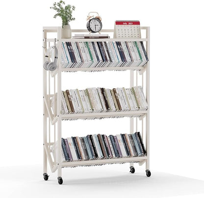 Book Carts 4 Tier 46.5x35.4x9.84 in Rolling Book Cart Large Capacity Bookshelf by foriy