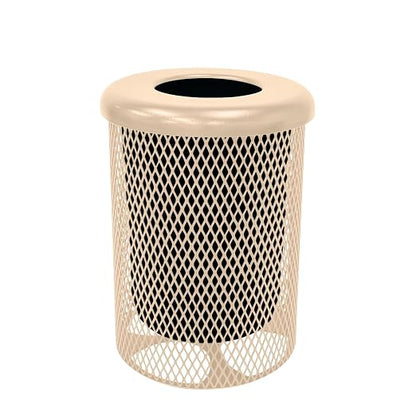 COATEDOUTDOORFURNITURE RFT-TAN Heavy Duty 32 Gallon Round Trash Receptacle by CoatedOutdoorFurniture