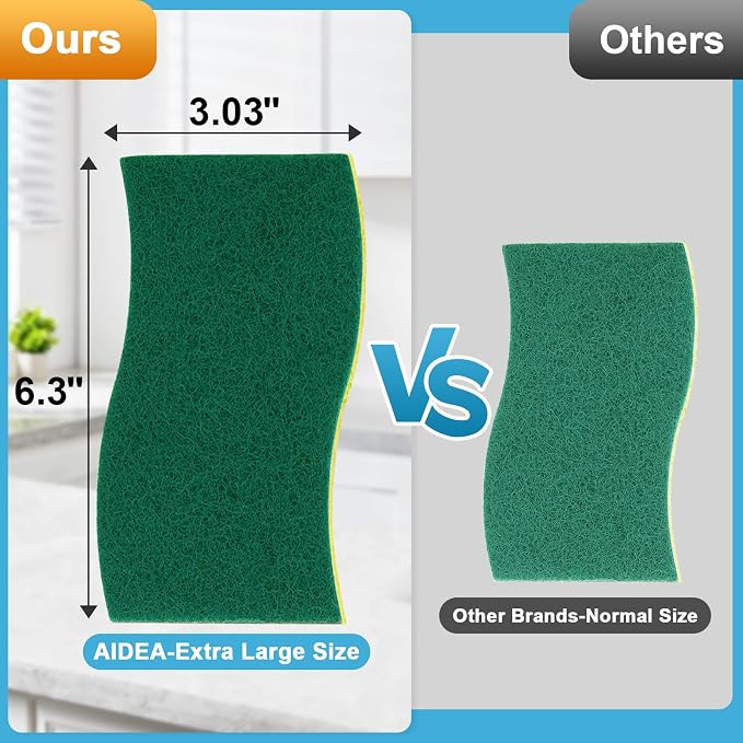AIDEA XL Scrub Sponges 6Count, Heavy Duty Sponges - Image 2