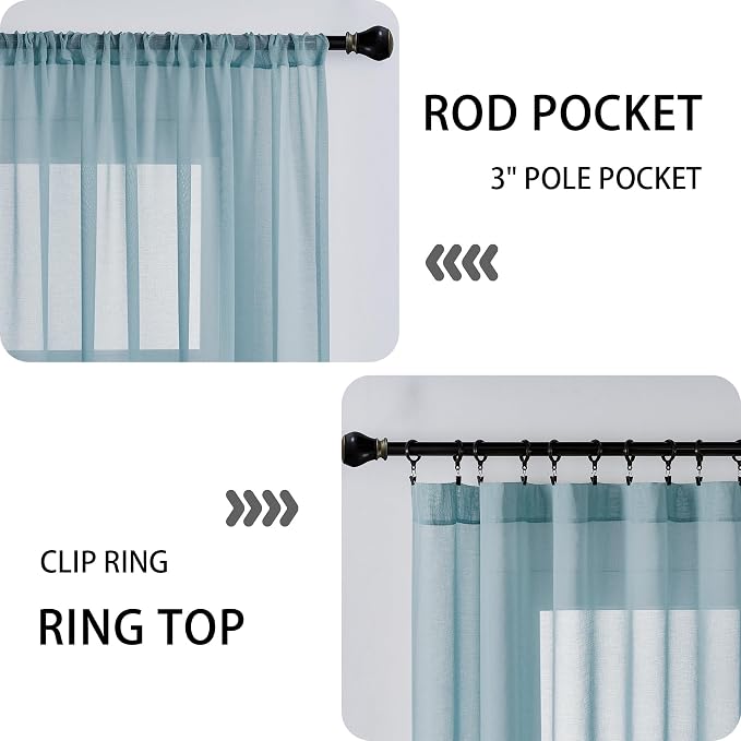 Tollpiz Sheer Door Curtains Closet Linen Textured Curtains Sheer Doorway Light - Image 5