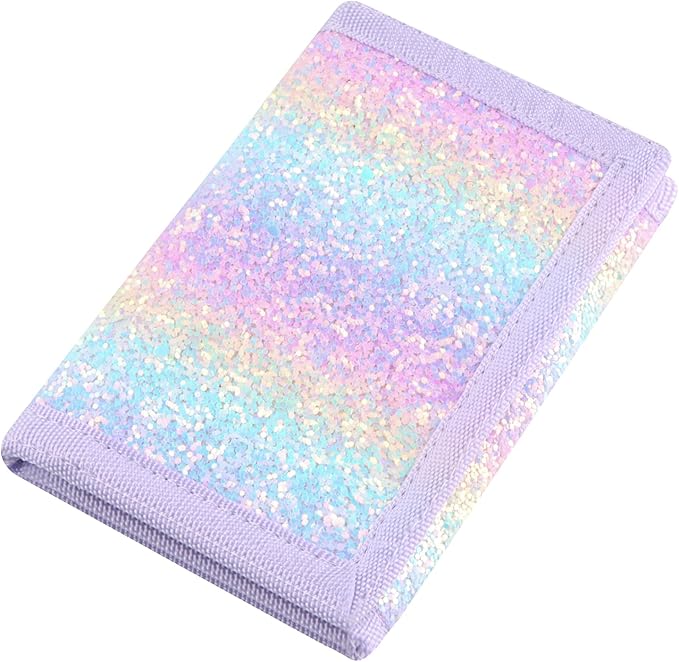 NEICY RFID Blocking Canvas Wallet for Men and Women - Camo Trifold Outdoor Sports Wallets with Magic Sticker for Teen Kids (Rainbow3)