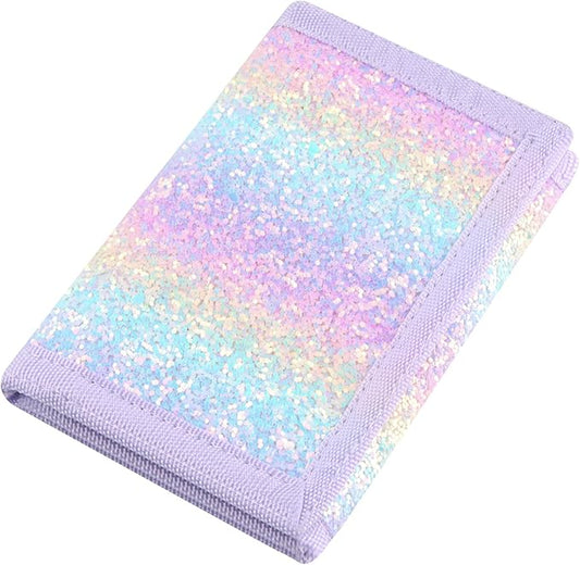 NEICY RFID Blocking Canvas Wallet for Men and Women - Camo Trifold Outdoor Sports Wallets with Magic Sticker for Teen Kids (Rainbow3)