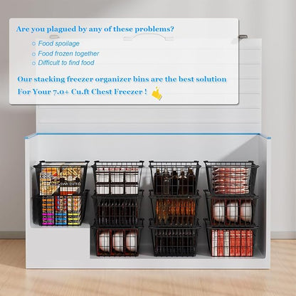 Freezer Organizer Bins, Large Capacity Stackable Baskets - Image 3