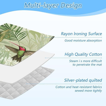 Green Anna Hummingbird and Palm Leaves Ironing Mat Thickened Ironing Blanket - Image 4