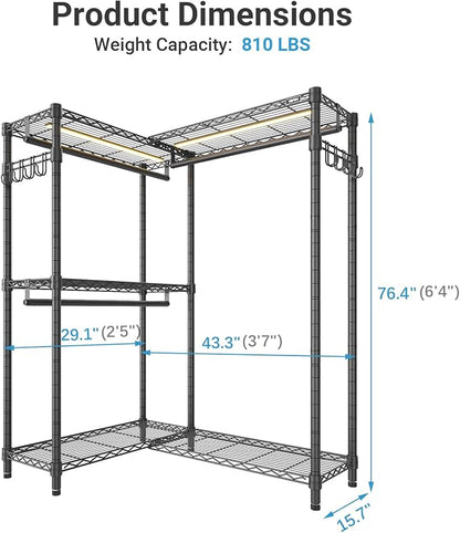 VIPEK L4L Portable Closet with Dimmable LED Lights, L Shaped Clothes Rack - Image 6